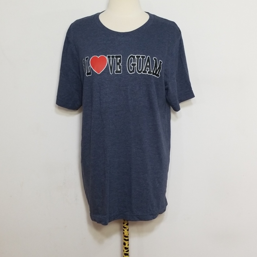 I Love Guam Heather Blue Short Sleeve Tee Large
